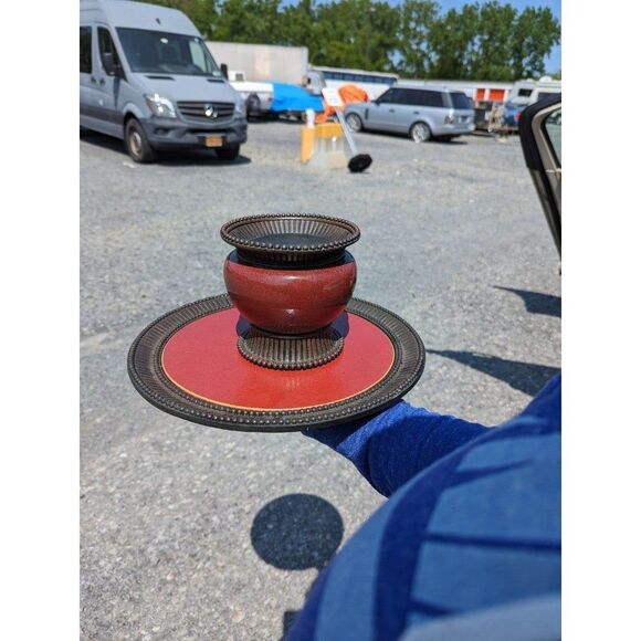 PARTYLITE 12.5" MOROCCAN SPICE RED Candle Garden‎ Tray and Pedestal Retired - Picture 3 of 4